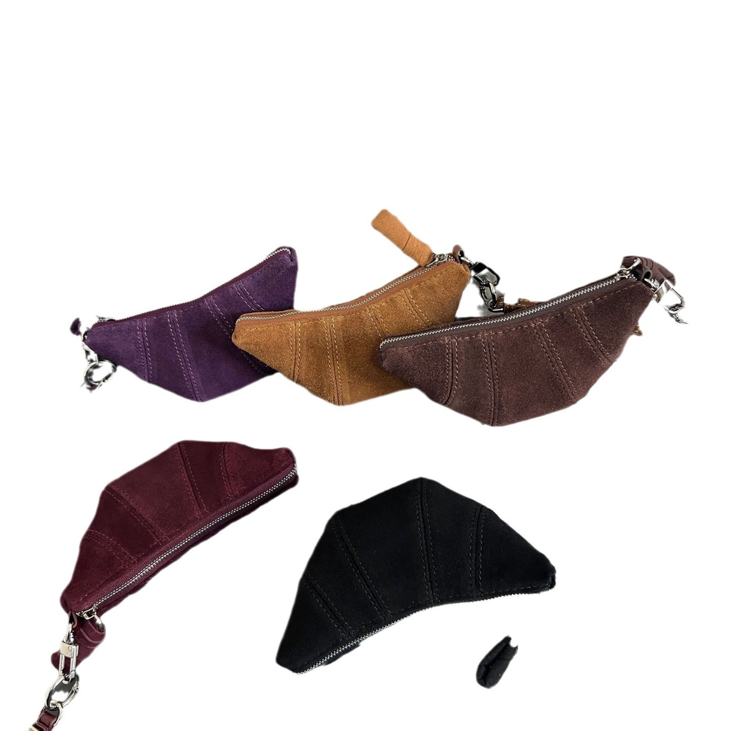 Women's Leather Halter Croissant Style Matte Mini Phone Bags