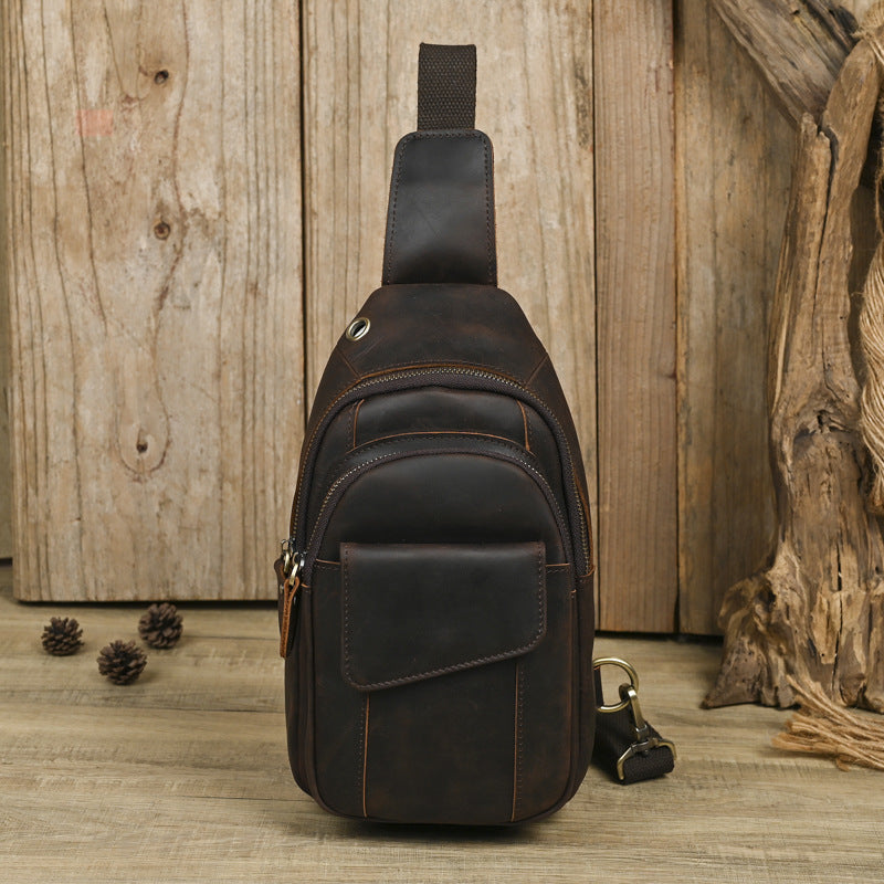 Ancient Hipster Crazy Horse Leather Retro Men's Chest Bags