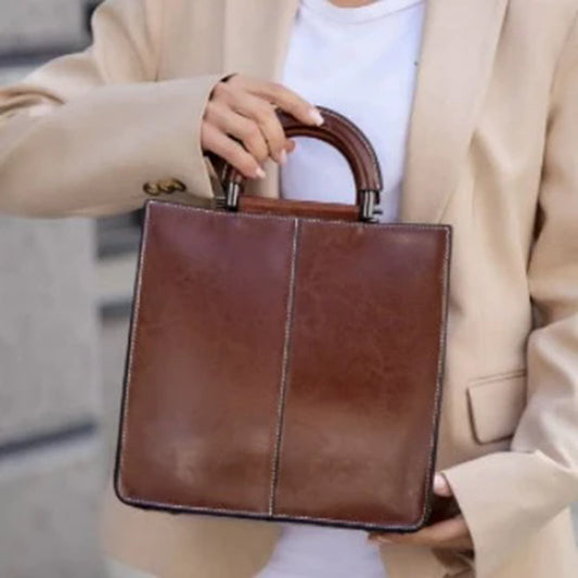 Women's Oil Wax Cowhide Big Fashionable Elegant Bags