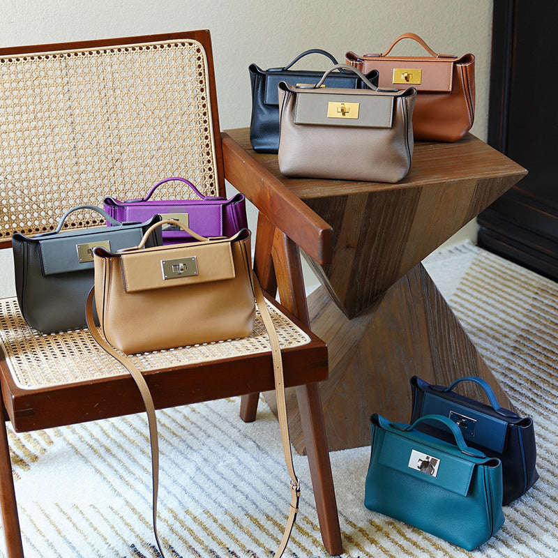 Women's Glamorous Genuine Leather Cowhide Kelly Bags