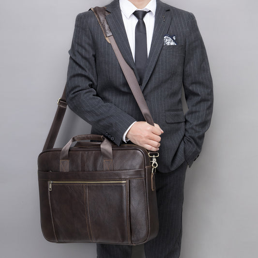 Men's Genuine Leather Business Vintage Large Capacity Men's Briefcases