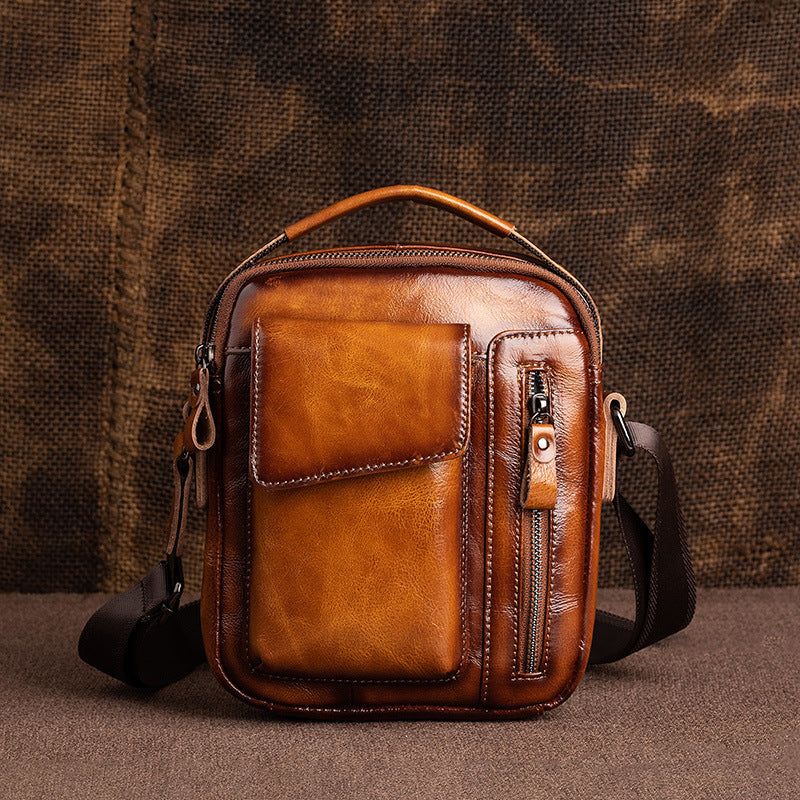 Men's Oil Wax Leather Retro First Layer Men's Shoulder Bags