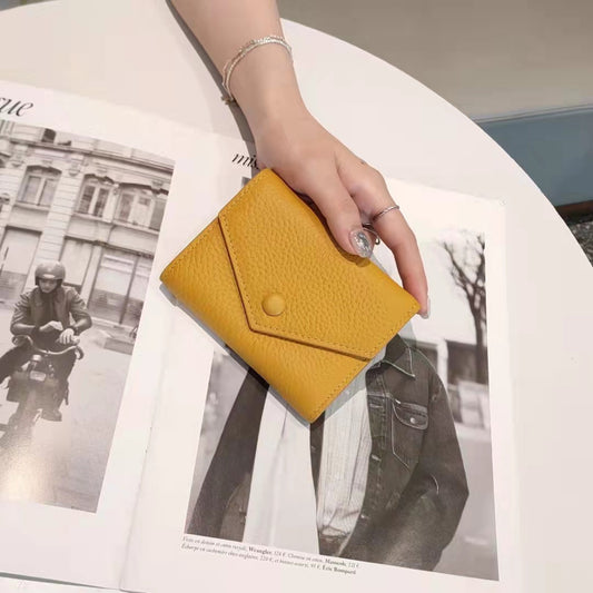 Women's Fashion Cattlehide Leather Three-fold Vertical Purses