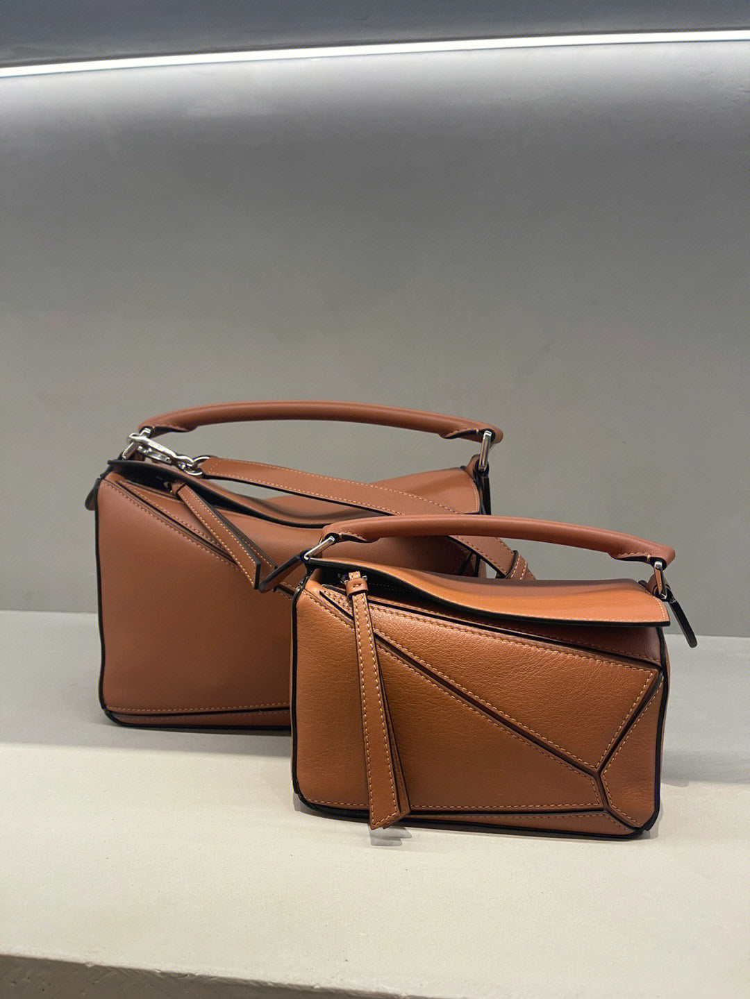 Women's Stitching Geometric Mini Genuine Leather Soft Bags