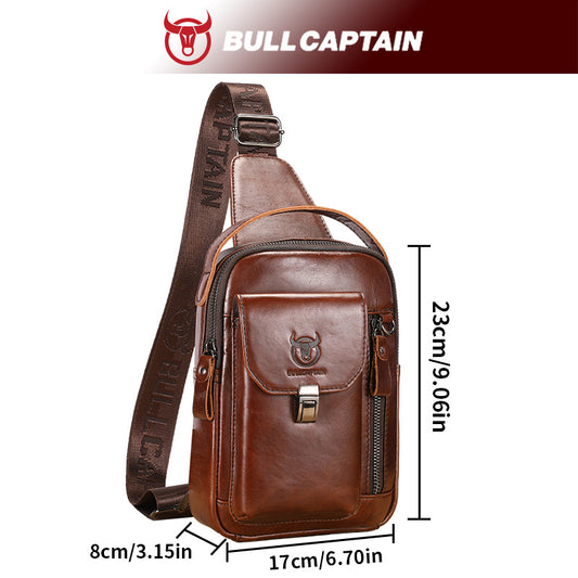 Men's Bull Captain Large Capacity Genuine Leather Phone Bags