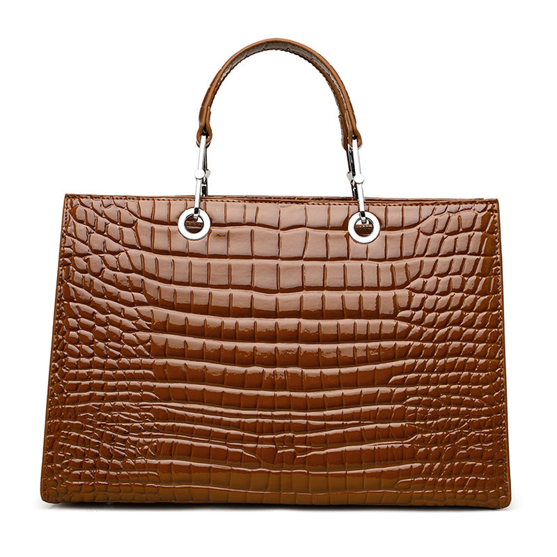 Women's Cowhide Large Capacity Advanced Crocodile Pattern Handbags