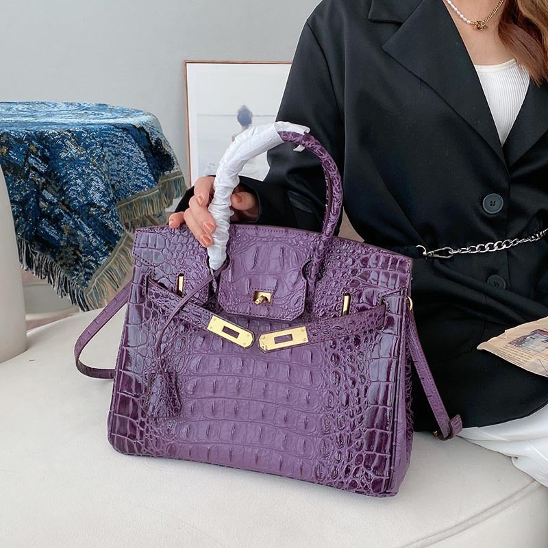 Women's Genuine Leather Crocodile Bone Cowhide Fashion Handbags