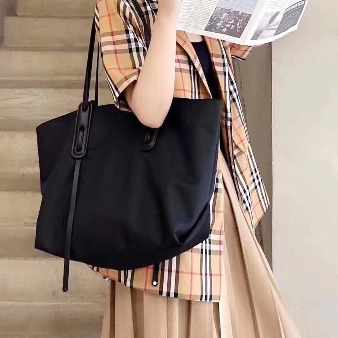 Women's Leather With Oxford Cloth Large Capacity Tote Bags
