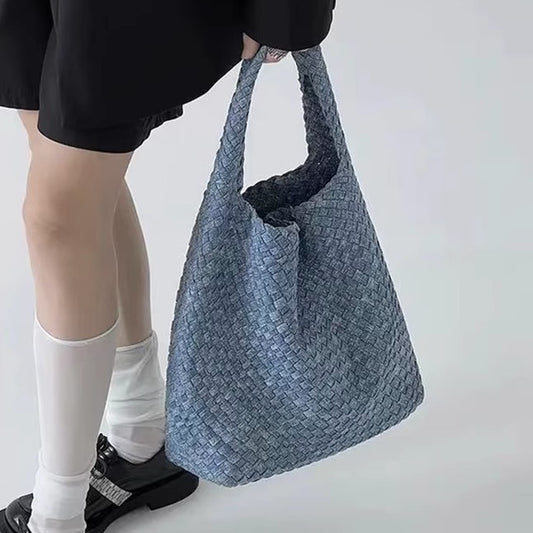 Women's High-grade Canvas Denim Woven Fashion Hand Bucket Bags