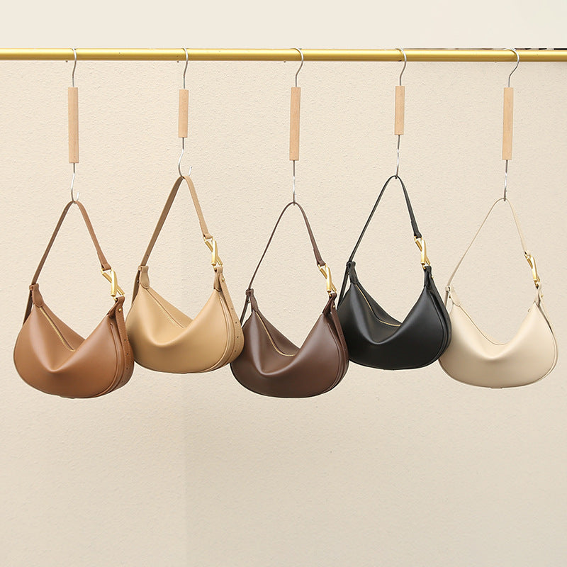 Women's Cowhide Leather Minority Fashion Commuter Dumpling Bags