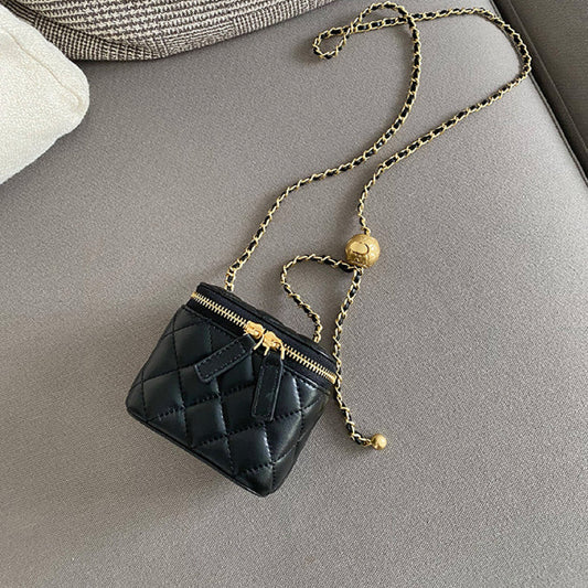 Women's Genuine Leather Mini Style Metal Beads Shoulder Bags