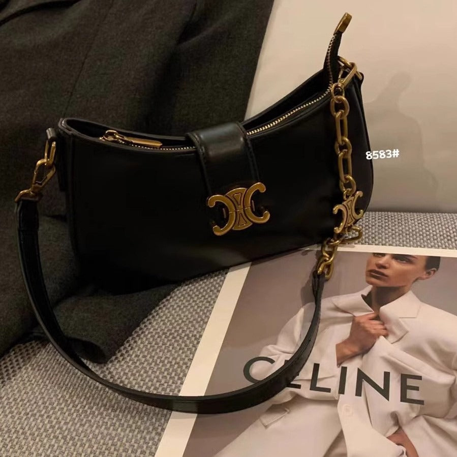 Women's Arc Underarm Genuine Leather Retro Chain Shoulder Bags