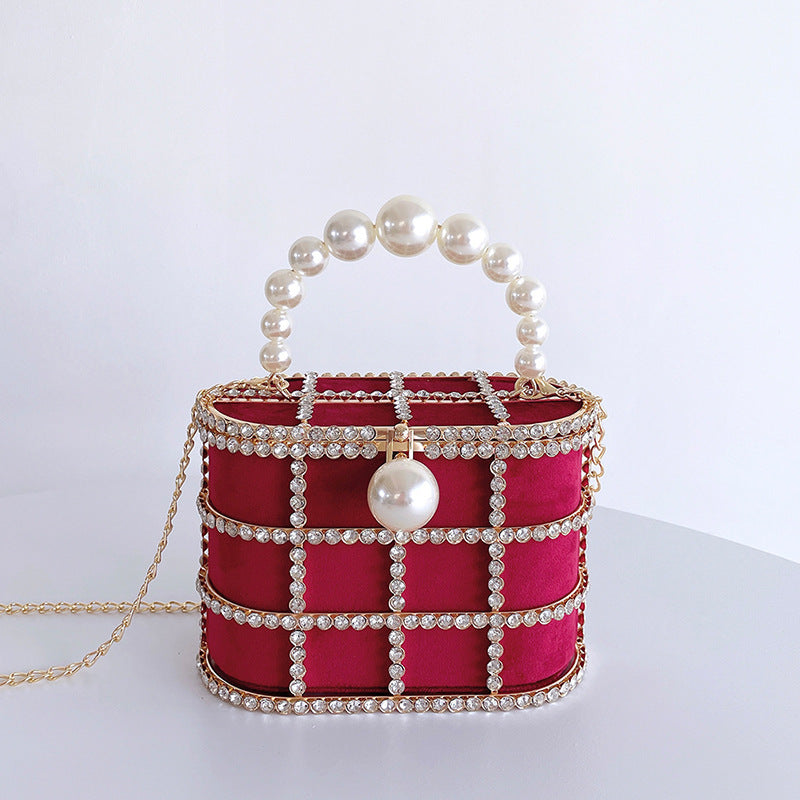 Women's Fashion Trends Basket Popular Pearl Diamond Bags