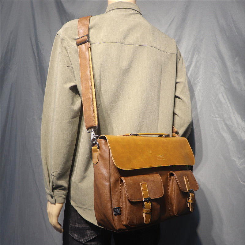 Women's & Men's & Green Horizontal Business Retro Large Men's Shoulder Bags