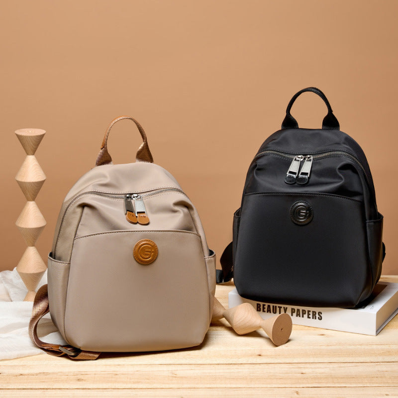 Women's Oxford Cloth With Cowhide Storage Commuter Backpacks
