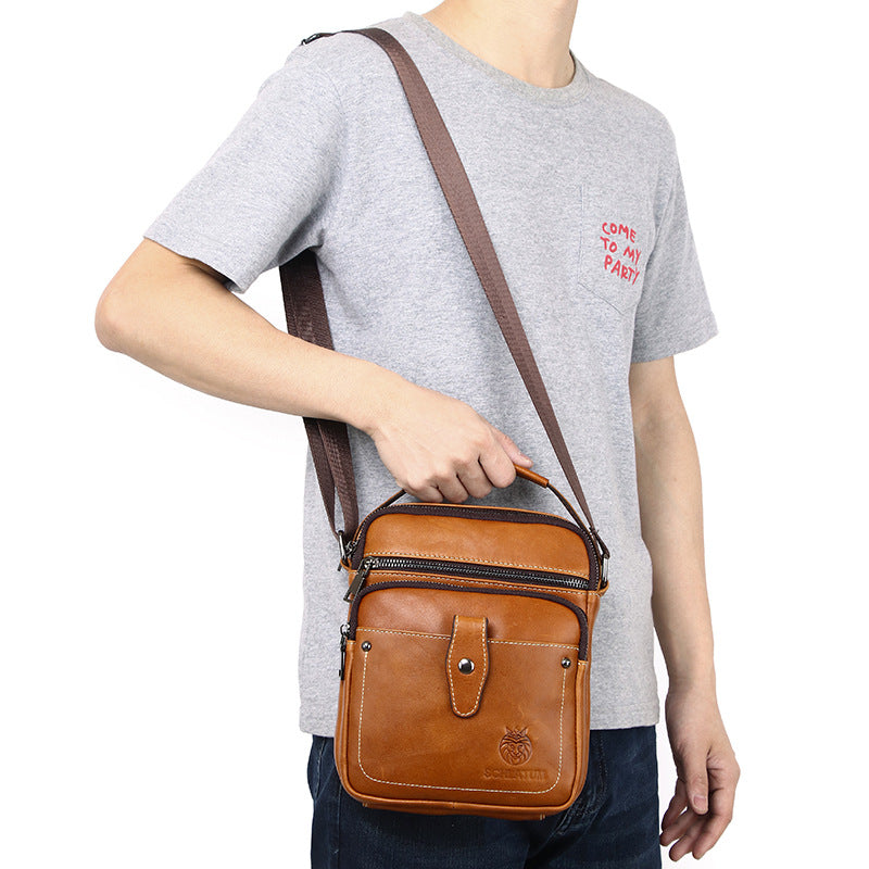 Men's Unique First Layer Cowhide Vertical Men's Shoulder Bags