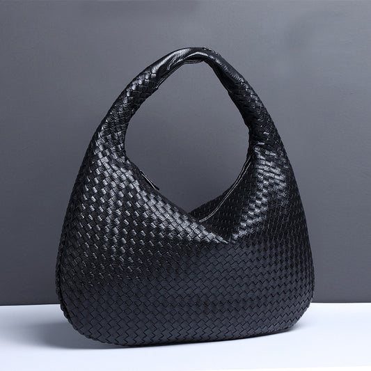 Women's Crescent Woven Large Capacity Simple Croissant Armpit Bags