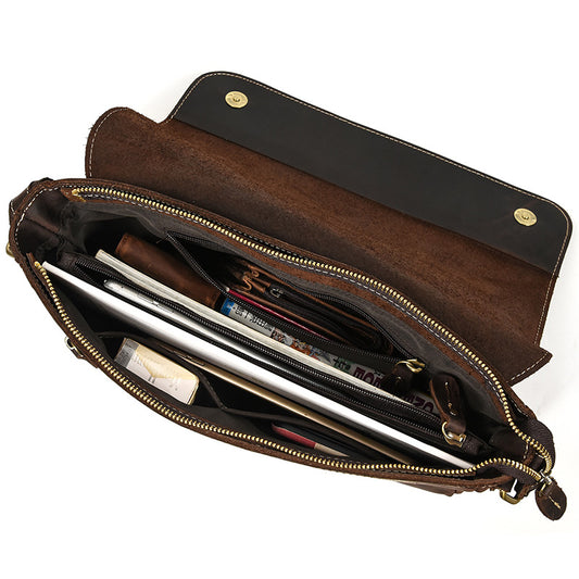 Men's Leather Top Layer Cowhide Genuine Flip Men's Briefcases