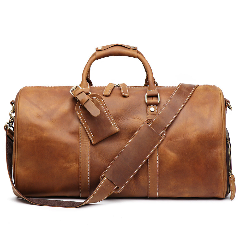 Men's Leather Portable Crazy Horse Female Business Travel Bags