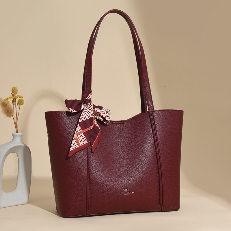 Women's Large Capacity Retro Solid Color Silk Shoulder Bags