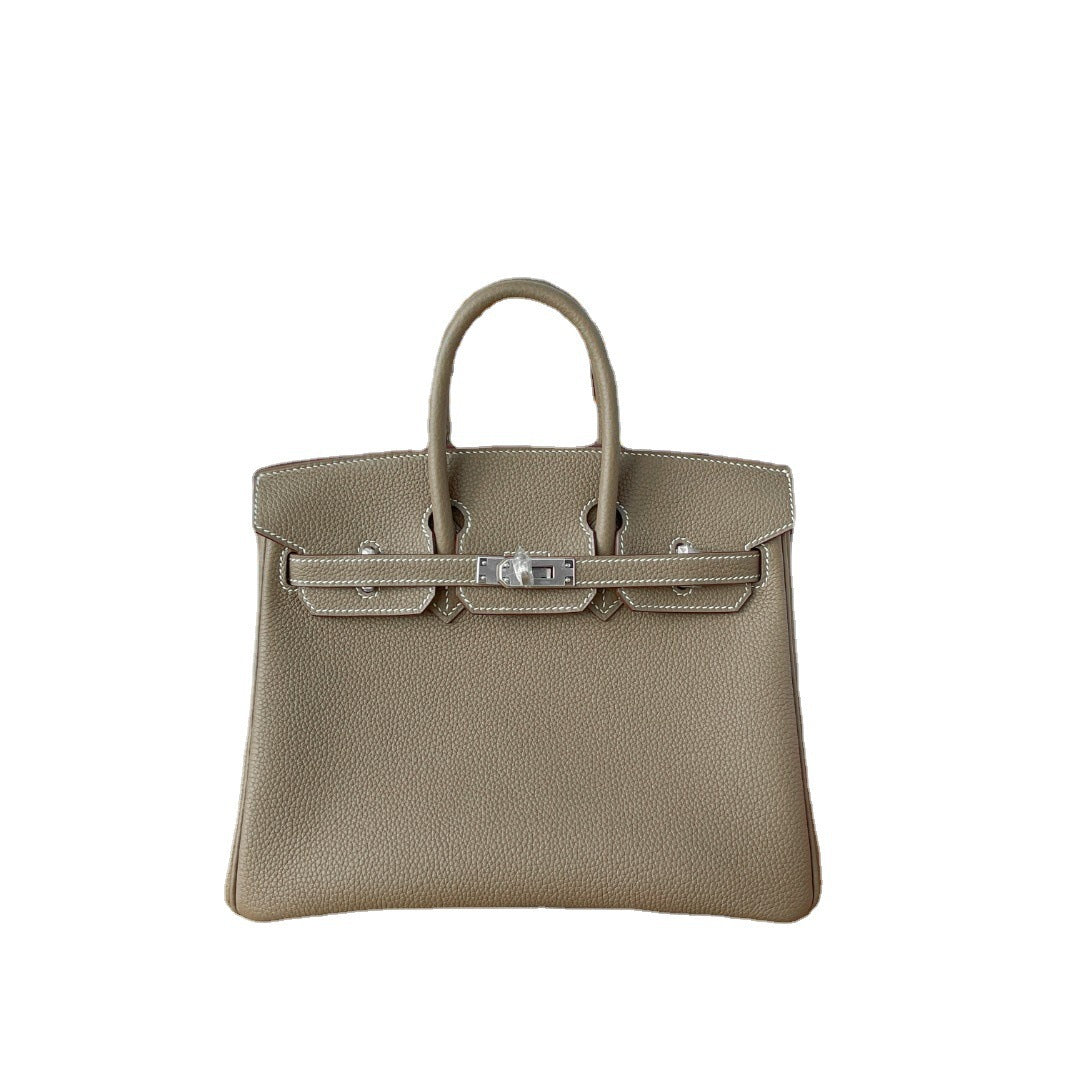 Women's Head Layer Cowhide Lychee Pattern Genuine Handbags