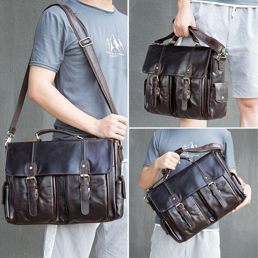 Men's Capacity First Layer Cowhide Inch Computer Men's Briefcases