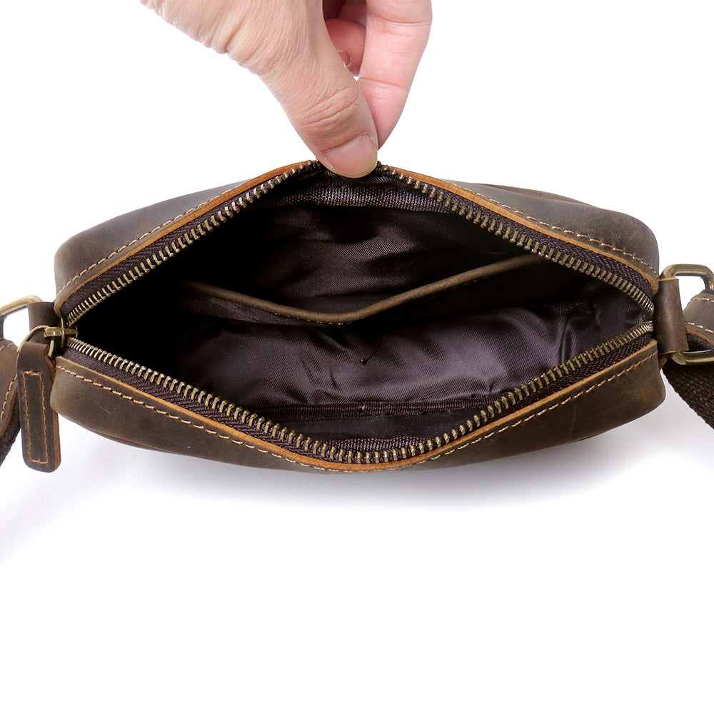 Men's Crazy Horse Leather Retro Simple First Bags