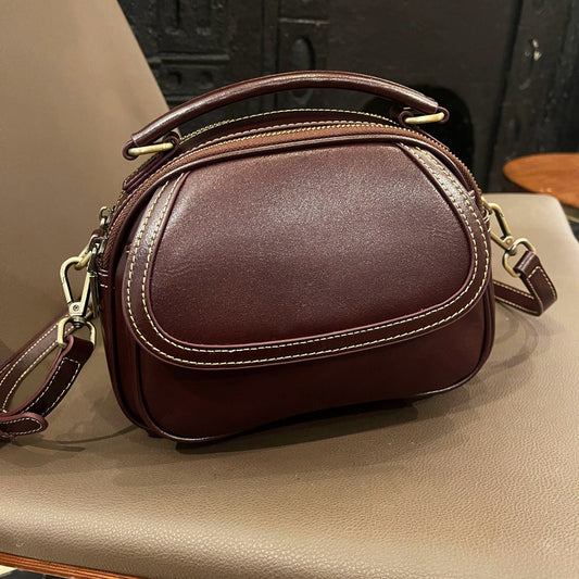 Women's First Layer Cowhide Round Live Broadcast Crossbody Bags