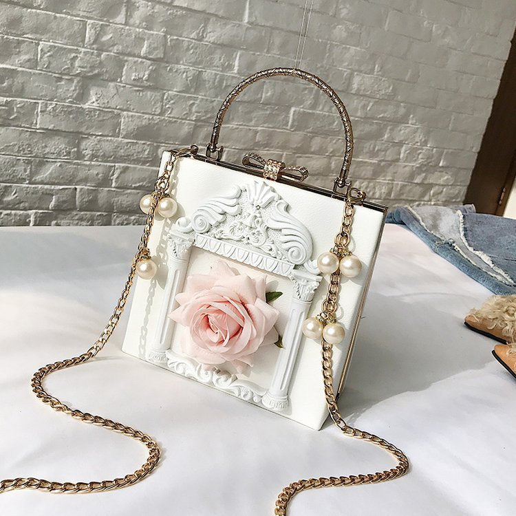 Women's Fashion Flower Box Shaping Chain Portable Handbags
