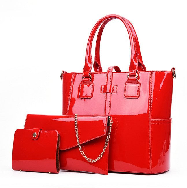 Women's Three-piece Set Korean Patent Leather Fashion Bags