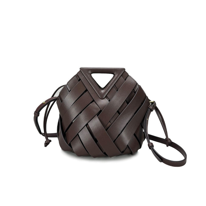 Women's Vegetable Basket Triangle Magnetic Authentic Leather Handbags