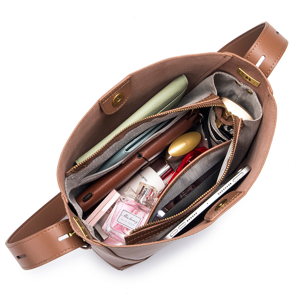 Women's Genuine Leather Niche High-grade Cowhide Exquisite Bucket Bags
