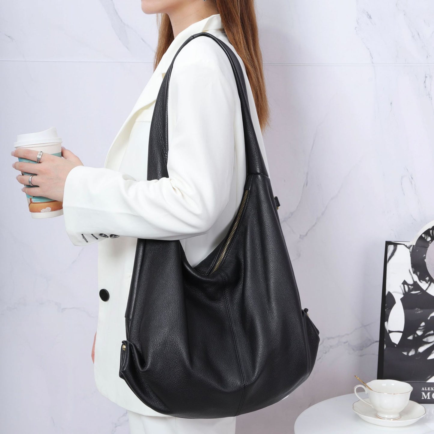 Women's Large Capacity Korean Simple First Layer Shoulder Bags