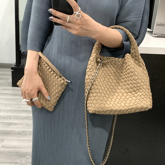 Women's Hand-woven Large Capacity Nylon Mother Chain Handbags