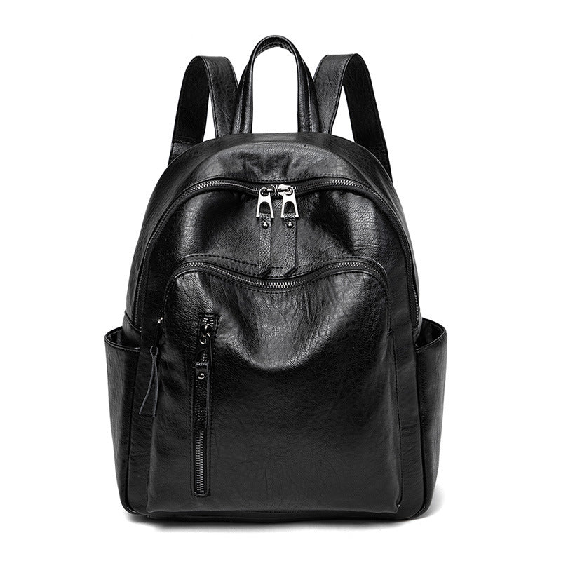Women's Soft Leather Fashionable Minimalist Preppy Style Backpacks