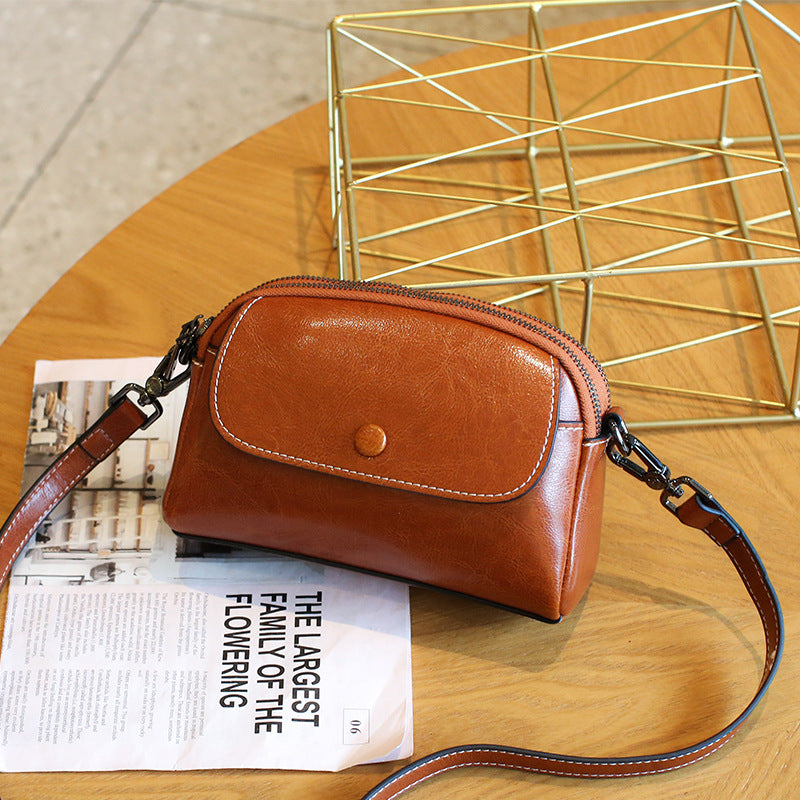 Women's Mother Style Genuine Leather Mobile High-grade Crossbody Bags