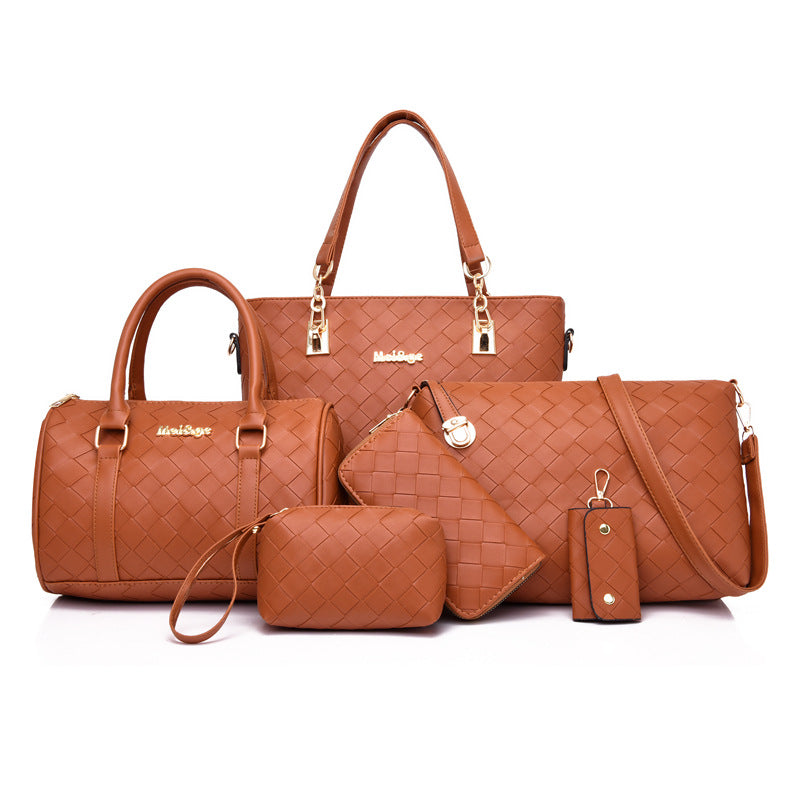 Women's Retro Match Sets Mother Woven Portable Shoulder Bags
