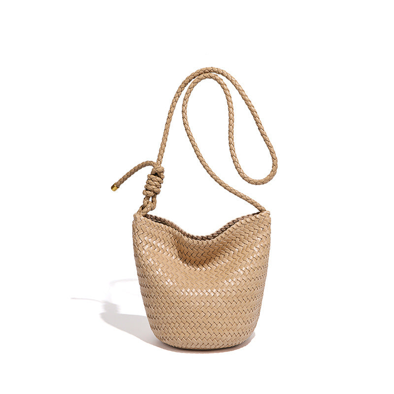 Women's French Style Retro Hand-woven Large Capacity Bucket Bags