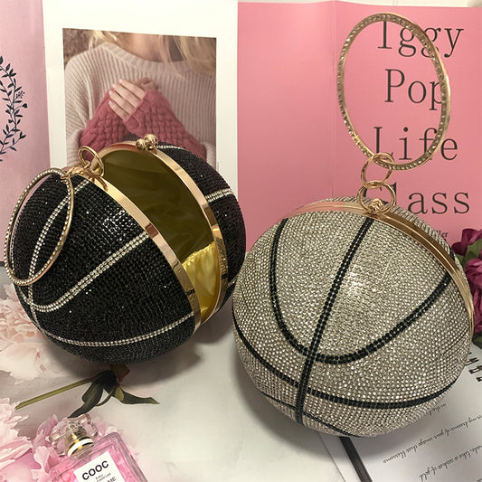 Round Basketball Dinner Ball Fashion Clutch Sweet Lady Cosmetic Bags