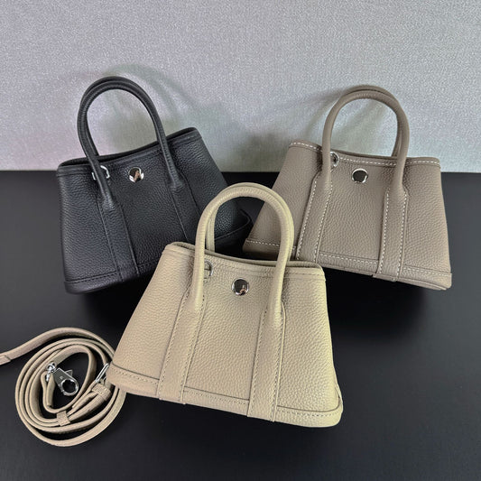 Women's Cowhide Lychee Pattern Mini Portable Fashionable Handbags
