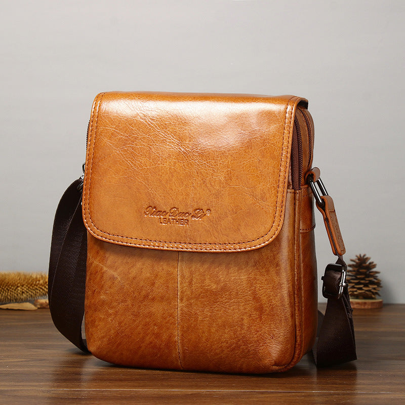 Men's Leather Cowhide Retro Fashionable Large Capacity Men's Messenger Bags