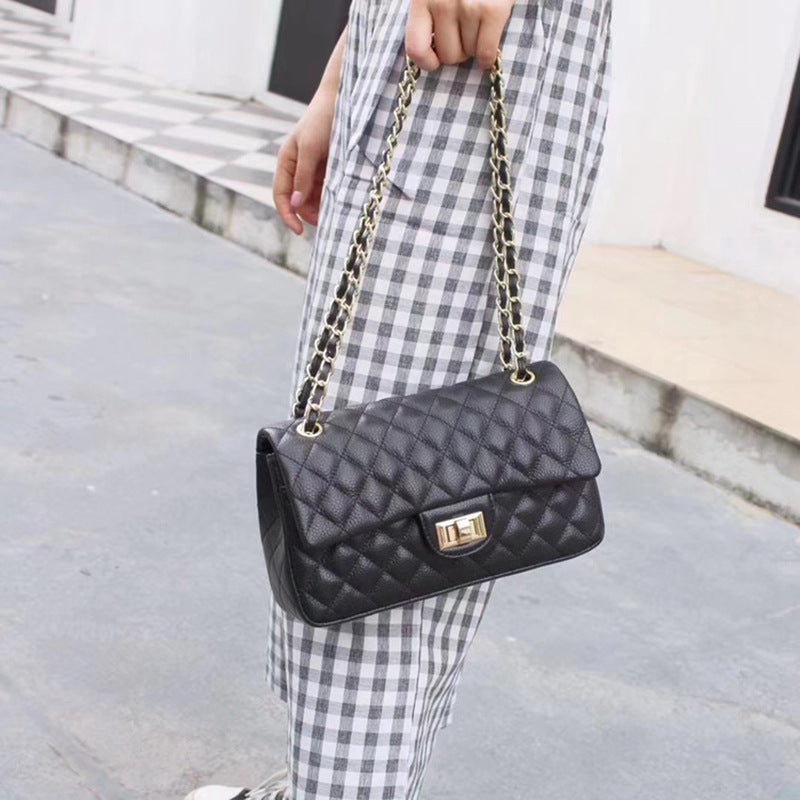 Style Diamond Check Top Layer Cowhide Bags