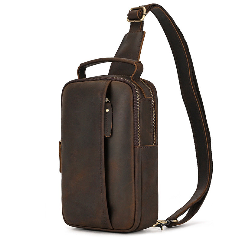 Crazy Horse Leather First Layer Cowhide Men's Chest Bags