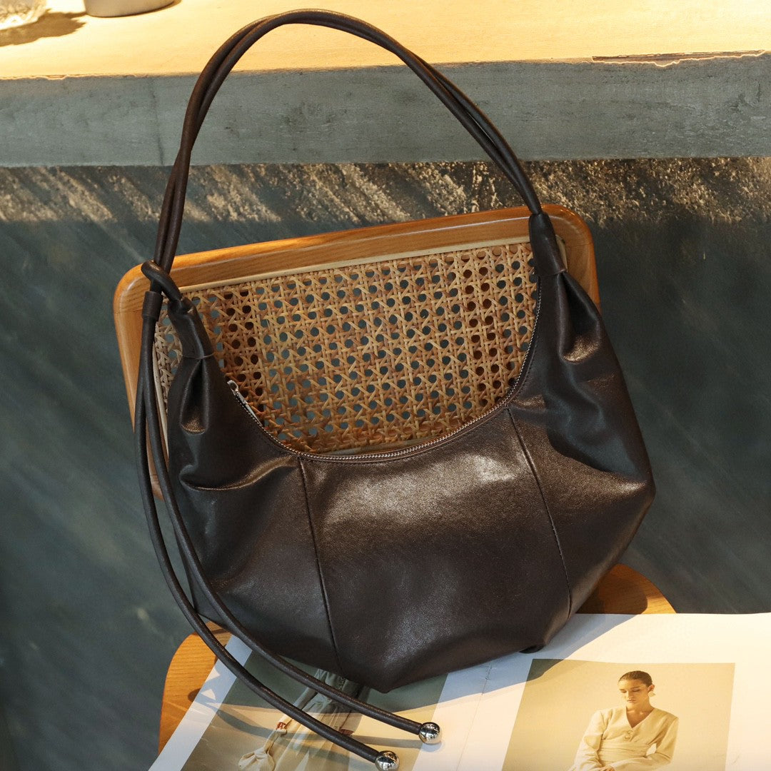 Women's Croissant Genuine Leather Underarm Commuter Large Shoulder Bags