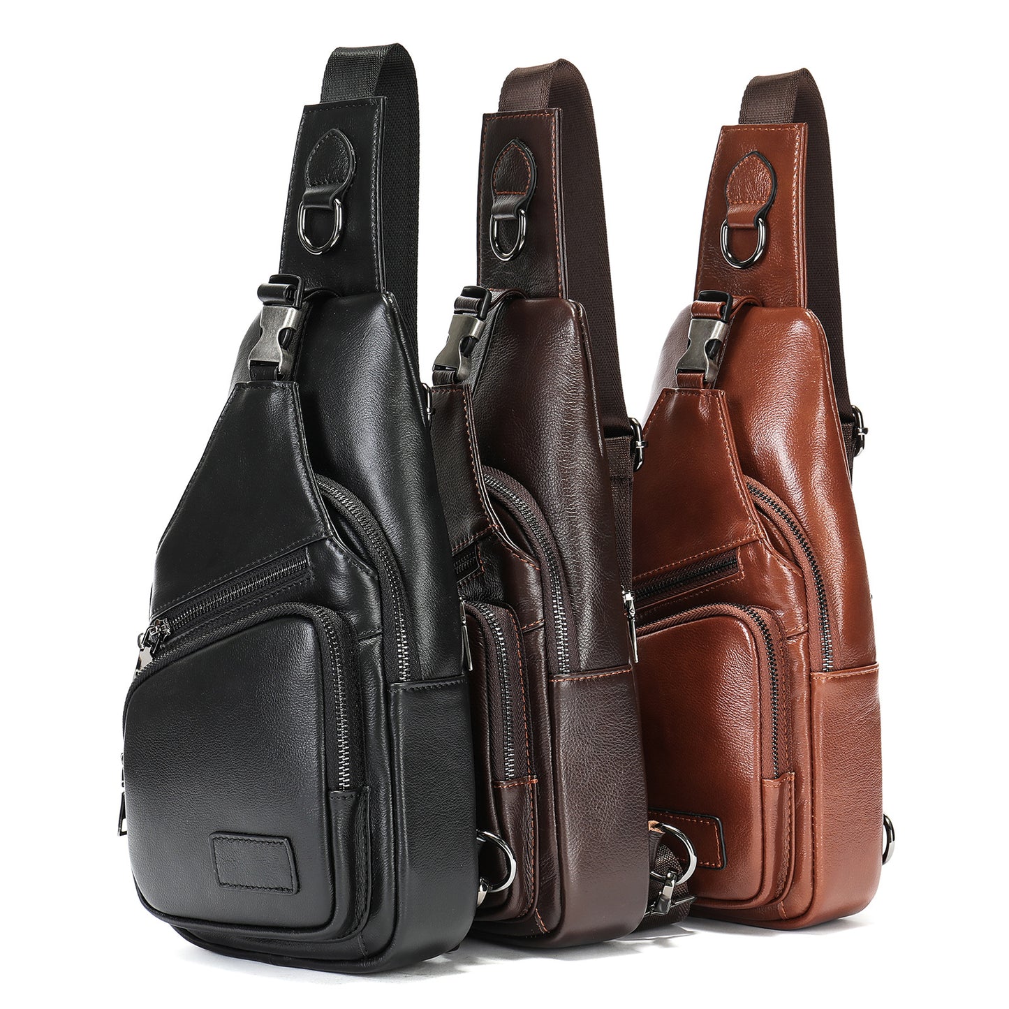 Men's Genuine Leather First Layer Cowhide Fashion Men's Chest Bags