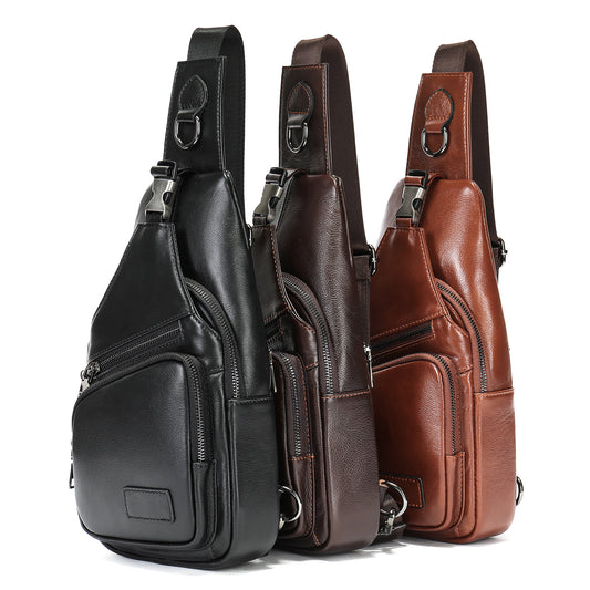 Men's Genuine Leather First Layer Cowhide Fashion Men's Chest Bags