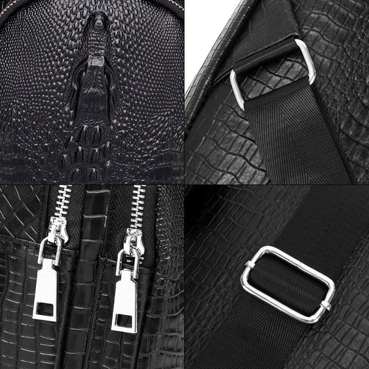 Men's Pattern Genuine Leather Top Layer Cowhide Men's Chest Bags