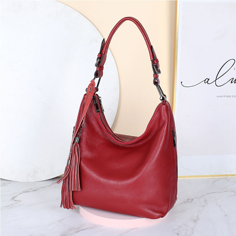 Women's First Layer Cowhide Genuine Leather Simple Shoulder Bags