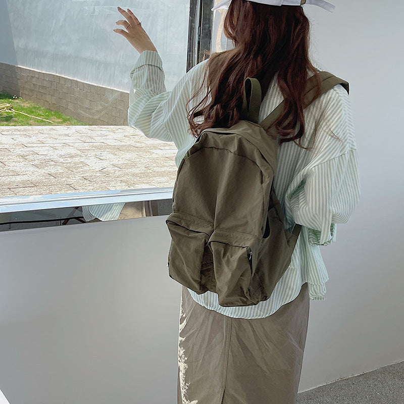 Korean Style Simple Large Capacity Soft Backpacks