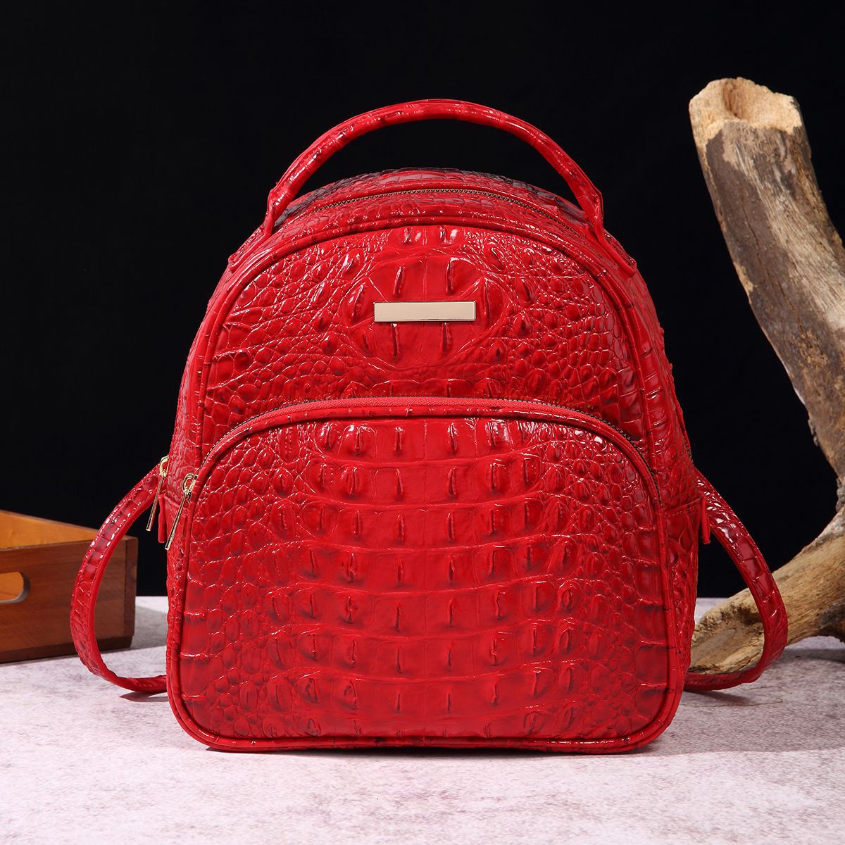 Women's Graceful Retro Crocodile Pattern Brahmin Backpacks